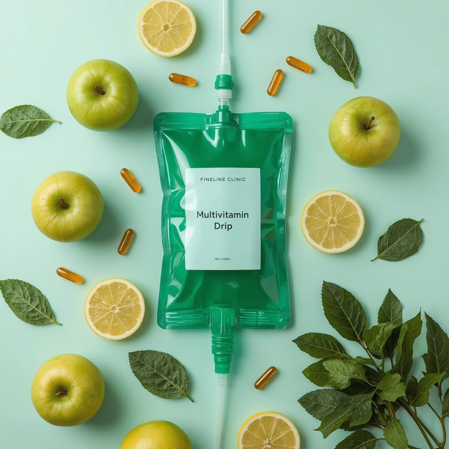 Assorted IV drips with fruits and herbs